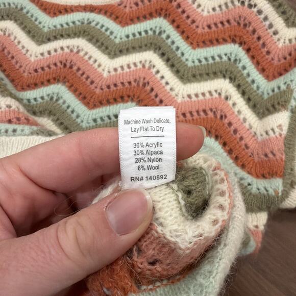 Marine Layer Ruby Sweater in Rainbow Chevron S Pointelle knit alpaca wool - Picture 6 of 7